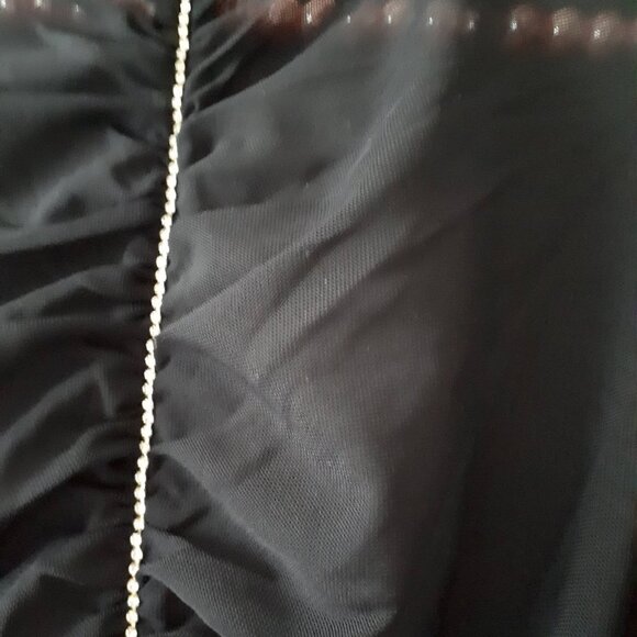 NWT Guess black & crystal bejewelled accented mesh long sleeve top, S - Picture 8 of 8